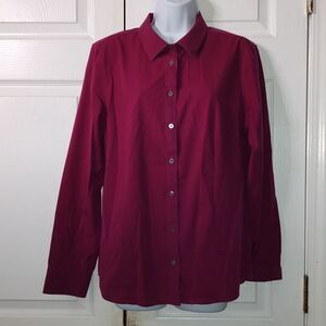 Talbots Non Iron button down magenta casual business casual blouse  Sz 14